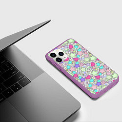 Чехол iPhone 11 Pro матовый 3D узор с бусами и стразами, цвет: 3D-фиолетовый — фото 2
