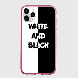 Чехол iPhone 11 Pro матовый White and Black Белое и Чёрное, цвет: 3D-малиновый