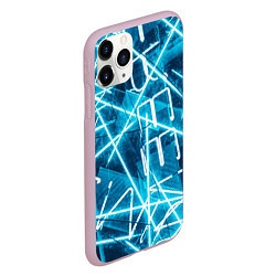 Чехол iPhone 11 Pro матовый Неоновые лучи и неоновые надписи - Голубой, цвет: 3D-розовый — фото 2