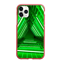 Чехол iPhone 11 Pro матовый Неоновые лестницы - Зелёный, цвет: 3D-красный