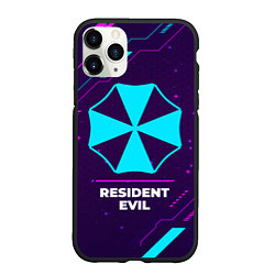 Чехол iPhone 11 Pro матовый Символ Resident Evil в неоновых цветах на темном ф, цвет: 3D-черный