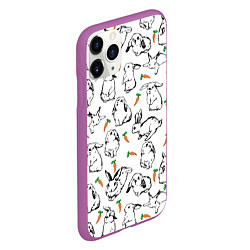 Чехол iPhone 11 Pro матовый Зайцы с морковками, цвет: 3D-фиолетовый — фото 2