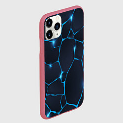 Чехол iPhone 11 Pro матовый Синие разломы, цвет: 3D-малиновый — фото 2