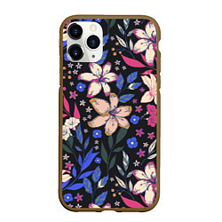 Чехол iPhone 11 Pro матовый Цветы Красочные Лилии В Саду, цвет: 3D-коричневый