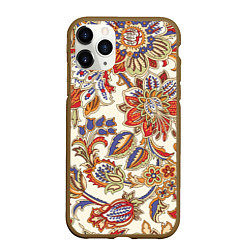Чехол iPhone 11 Pro матовый Цветочный винтажный орнамент, цвет: 3D-коричневый