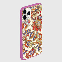 Чехол iPhone 11 Pro матовый Цветочный винтажный орнамент, цвет: 3D-фиолетовый — фото 2