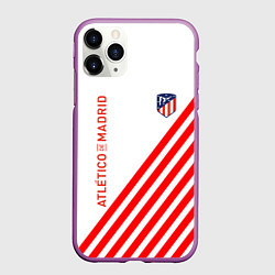 Чехол iPhone 11 Pro матовый Atletico madrid красные полосы, цвет: 3D-фиолетовый