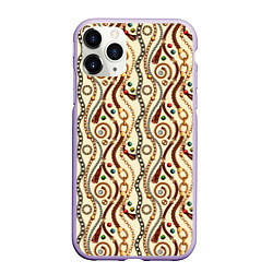 Чехол iPhone 11 Pro матовый Ремни и драгоценные камни, цвет: 3D-светло-сиреневый