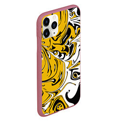 Чехол iPhone 11 Pro матовый Черно-желтые разводы, цвет: 3D-малиновый — фото 2