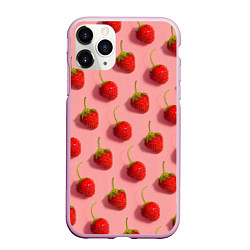 Чехол iPhone 11 Pro матовый Strawberry Pattern, цвет: 3D-розовый