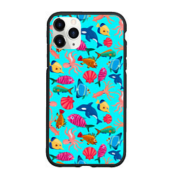 Чехол iPhone 11 Pro матовый THE UNDERWATER WORLD OF THE OCEAN, цвет: 3D-черный