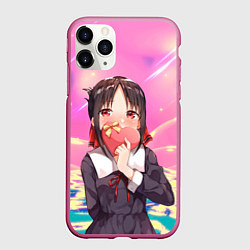 Чехол iPhone 11 Pro матовый Госпожа Кагуя Love is war Синомия, цвет: 3D-малиновый