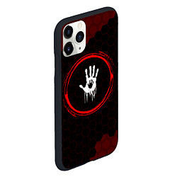 Чехол iPhone 11 Pro матовый Символ Death Stranding и краска вокруг на темном ф, цвет: 3D-черный — фото 2
