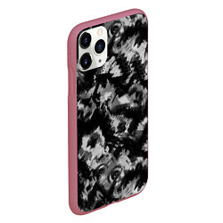 Чехол iPhone 11 Pro матовый Черно-белый абстрактный камуфляж, цвет: 3D-малиновый — фото 2