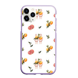 Чехол iPhone 11 Pro матовый Узор Руки и Апельсины, цвет: 3D-светло-сиреневый
