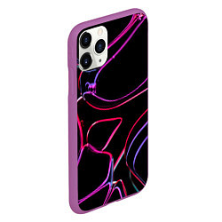 Чехол iPhone 11 Pro матовый Неоновые линзы во тьме - Розовый, цвет: 3D-фиолетовый — фото 2