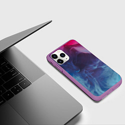Чехол iPhone 11 Pro матовый Неоновый дым - Голубой и розовый, цвет: 3D-фиолетовый — фото 2