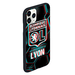 Чехол iPhone 11 Pro матовый Lyon FC в стиле Glitch на темном фоне, цвет: 3D-черный — фото 2