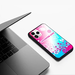 Чехол iPhone 11 Pro матовый Leicester City Neon Gradient, цвет: 3D-черный — фото 2