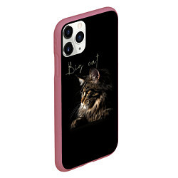 Чехол iPhone 11 Pro матовый Big cat Maine Coon, цвет: 3D-малиновый — фото 2