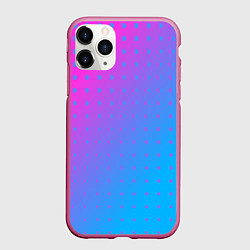 Чехол iPhone 11 Pro матовый Закат и капли, диагональный градиент с сеткой дотс, цвет: 3D-малиновый