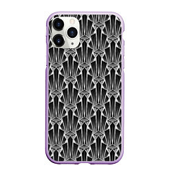 Чехол iPhone 11 Pro матовый Черно-белый модный геометрический узор арт деко, цвет: 3D-сиреневый