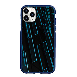 Чехол iPhone 11 Pro матовый Неоновые стёкла - Голубой, цвет: 3D-тёмно-синий