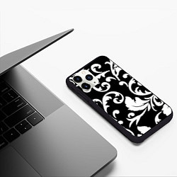 Чехол iPhone 11 Pro матовый Minimalist floral pattern, цвет: 3D-черный — фото 2