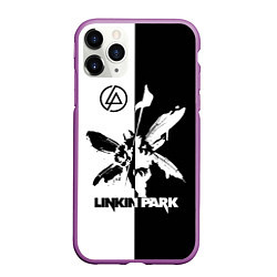 Чехол iPhone 11 Pro матовый Linkin Park логотип черно-белый, цвет: 3D-фиолетовый