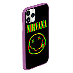 Чехол iPhone 11 Pro матовый Nirvana глитч, цвет: 3D-фиолетовый — фото 2