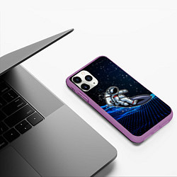 Чехол iPhone 11 Pro матовый Космонавт на доске - серфинг, цвет: 3D-фиолетовый — фото 2