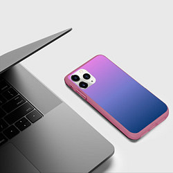 Чехол iPhone 11 Pro матовый PINK-BLUE GRADIENT ГРАДИЕНТ, цвет: 3D-малиновый — фото 2