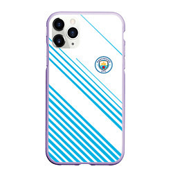 Чехол iPhone 11 Pro матовый Манчестер сити голубые полоски, цвет: 3D-светло-сиреневый