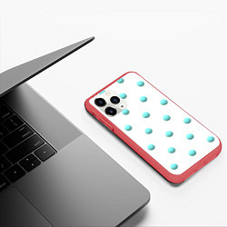 Чехол iPhone 11 Pro матовый Редкий бирюзовый горох 3д, цвет: 3D-красный — фото 2