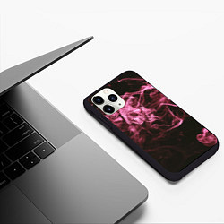 Чехол iPhone 11 Pro матовый Неоновые пары дыма - Розовый, цвет: 3D-черный — фото 2