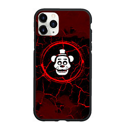 Чехол iPhone 11 Pro матовый Символ FNAF и краска вокруг на темном фоне, цвет: 3D-черный
