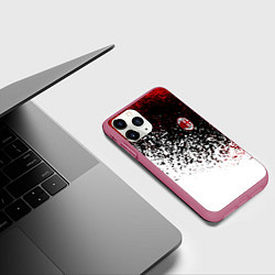 Чехол iPhone 11 Pro матовый Ac milan краска, цвет: 3D-малиновый — фото 2