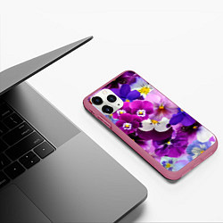 Чехол iPhone 11 Pro матовый CHARMING PANSIES, цвет: 3D-малиновый — фото 2