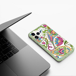 Чехол iPhone 11 Pro матовый Fashionable floral Oriental pattern Summer 2025, цвет: 3D-салатовый — фото 2