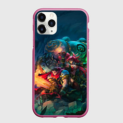 Чехол iPhone 11 Pro матовый Battle Chasers, цвет: 3D-малиновый