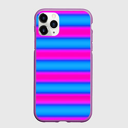 Чехол iPhone 11 Pro матовый Striped pattern яркий неоновый полосатый узор, цвет: 3D-фиолетовый