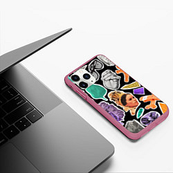 Чехол iPhone 11 Pro матовый Underground pattern Fashion trend, цвет: 3D-малиновый — фото 2