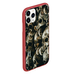 Чехол iPhone 11 Pro матовый Множество черепов во тьме - Жёлтый, цвет: 3D-красный — фото 2