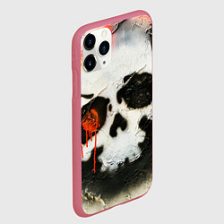 Чехол iPhone 11 Pro матовый Череп на поверхности в красках - Красный, цвет: 3D-малиновый — фото 2