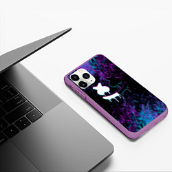 Чехол iPhone 11 Pro матовый Marshmello neon пламя, цвет: 3D-фиолетовый — фото 2