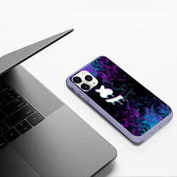 Чехол iPhone 11 Pro матовый Marshmello neon пламя, цвет: 3D-светло-сиреневый — фото 2