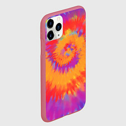 Чехол iPhone 11 Pro матовый Тай дай в радуге, цвет: 3D-малиновый — фото 2