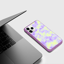 Чехол iPhone 11 Pro матовый Нежный желто-фиолетовый тай дай, цвет: 3D-фиолетовый — фото 2