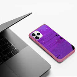 Чехол iPhone 11 Pro матовый Сиреневое небо с проводами, цвет: 3D-малиновый — фото 2