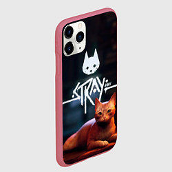 Чехол iPhone 11 Pro матовый Stray: Бродячий кот, цвет: 3D-малиновый — фото 2